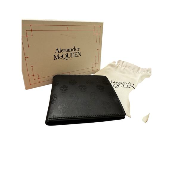 Alexander McQueen NWT Leather Biker Skull Bi-Fold Wallet in Black - Picture 5 of 14